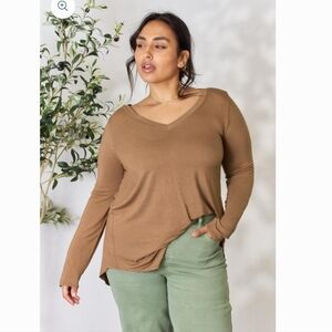 Brown Old Navy Fitted long Sleeve Tee XXL Maternity